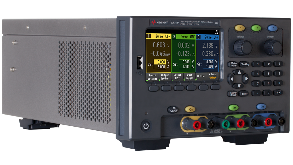 Keysight E36312A DC Power Supply, Triple Output, 6 V/5 A, 2x25 V/1 A, 80 W, 115VAC, E36300A Series